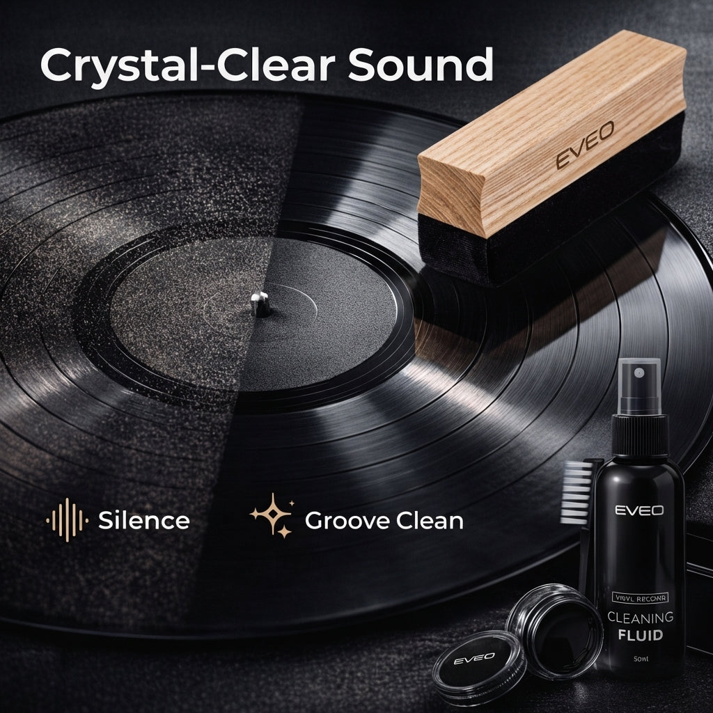 EVEO Vinyl Care Bundle - 200 Vinyl Sleeves + Vinyl 4-1 Cleaner Kit - EVEO TV