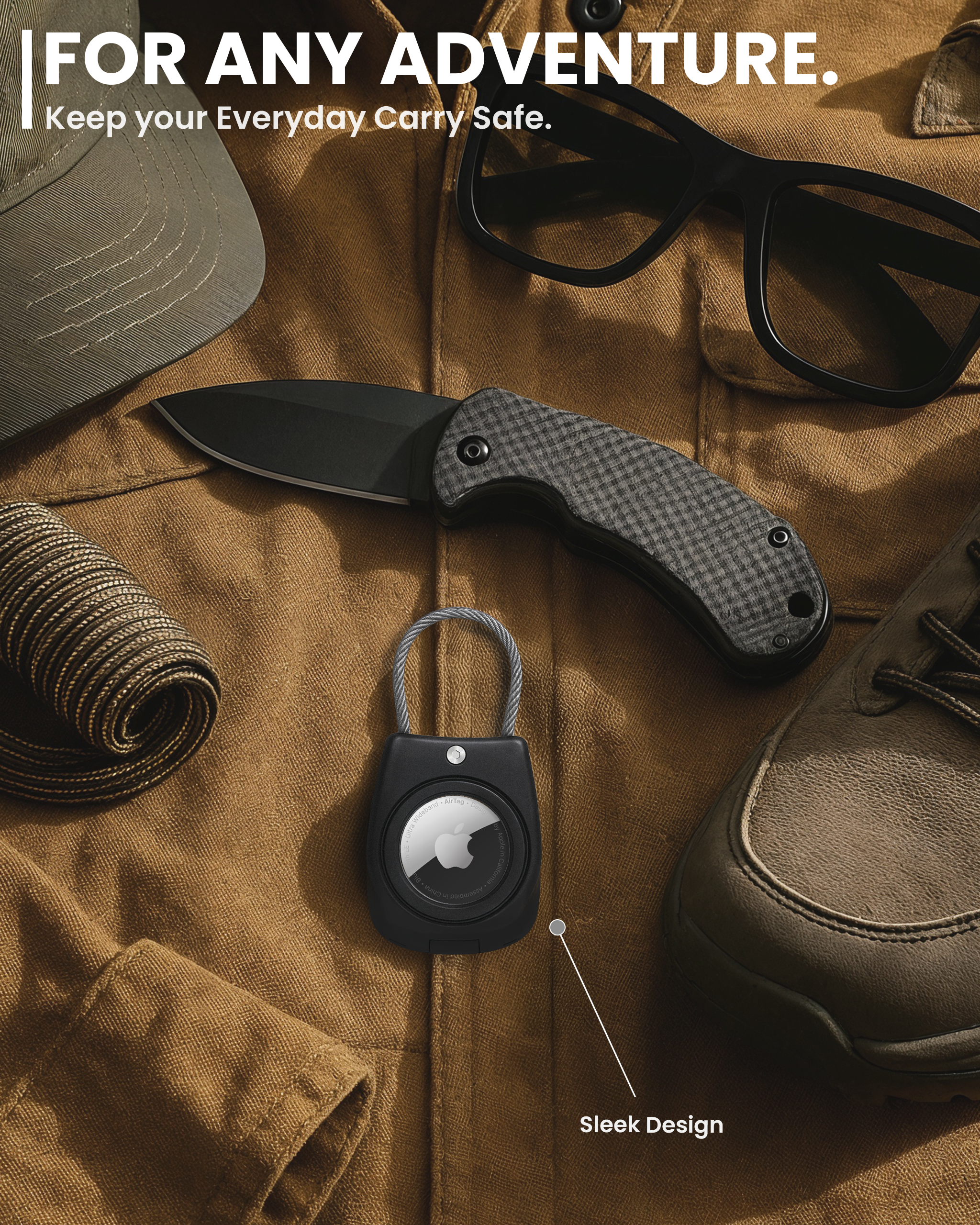 Secure Apple AirTag Holder – (4 Pack) Black - EVEO TV