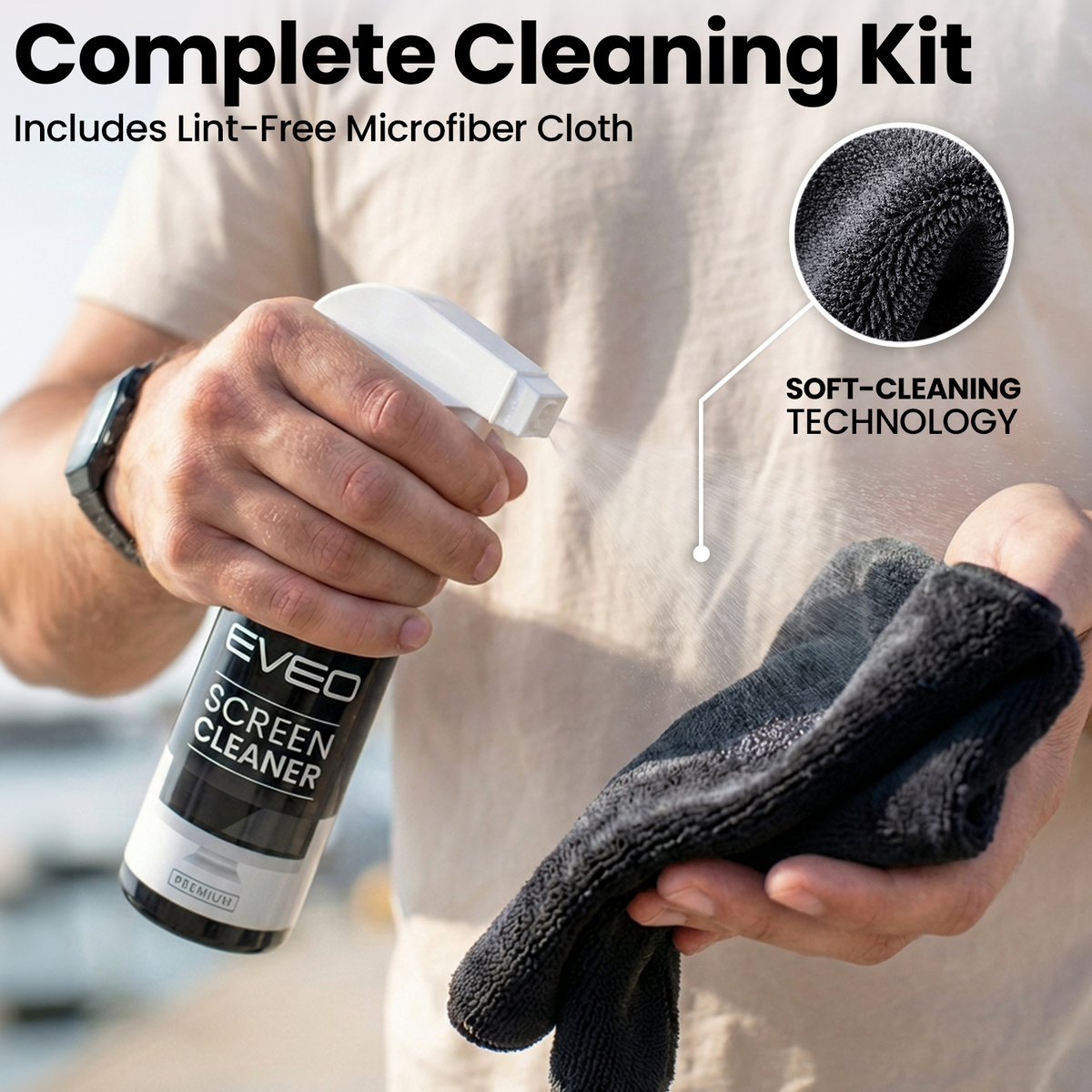 StreakShield™ Screen Cleaner Spray - Microfiber Cloth Included