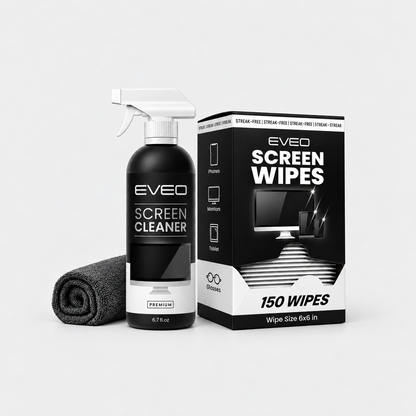 EVEO Screen Cleaner + Screen Wipes Duo