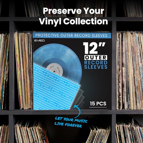 12" UltraClear Vinyl Record Outer Sleeves - Archival Quality (15-100 Packs) - EVEO TV