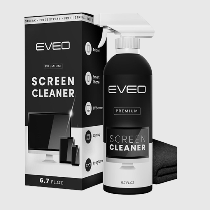 Screen Cleaner Spray 6.7oz - Microfiber Cloth Included - EVEO TV