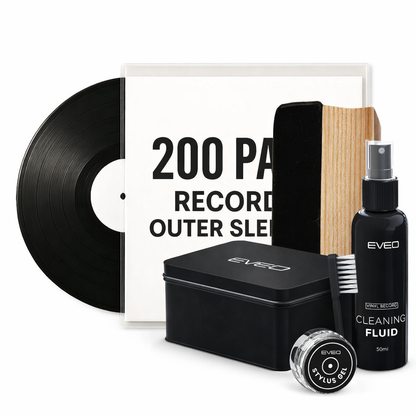 EVEO Vinyl Care Bundle - 200 Vinyl Sleeves + Vinyl 4-1 Cleaner Kit - EVEO TV