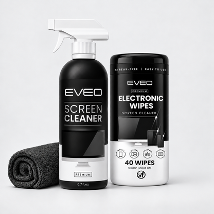 EVEO Screen Cleaner + Electronics Wipes Duo