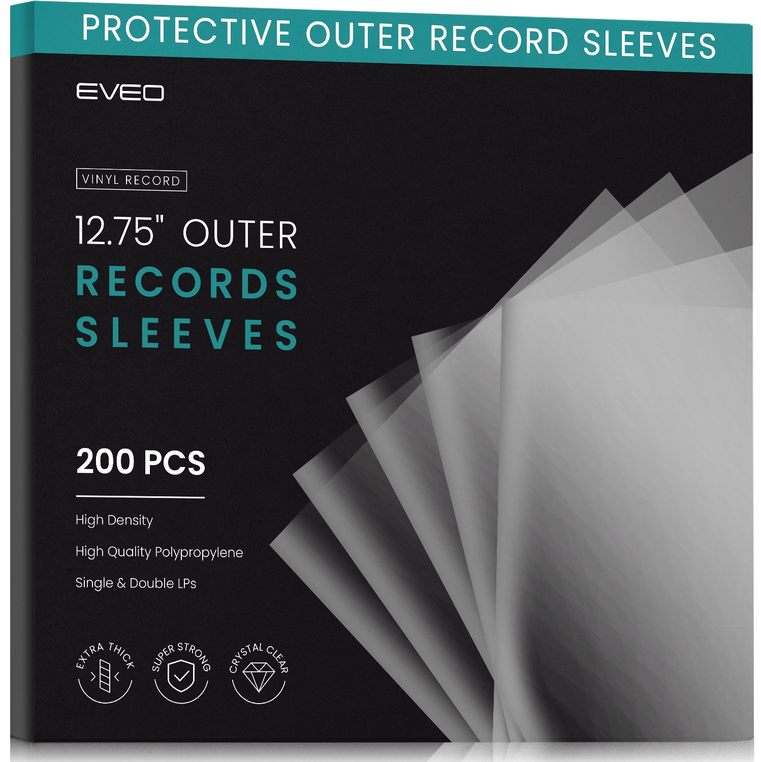 EVEO Vinyl Care Bundle - 200 Vinyl Sleeves + Vinyl 4-1 Cleaner Kit - EVEO TV