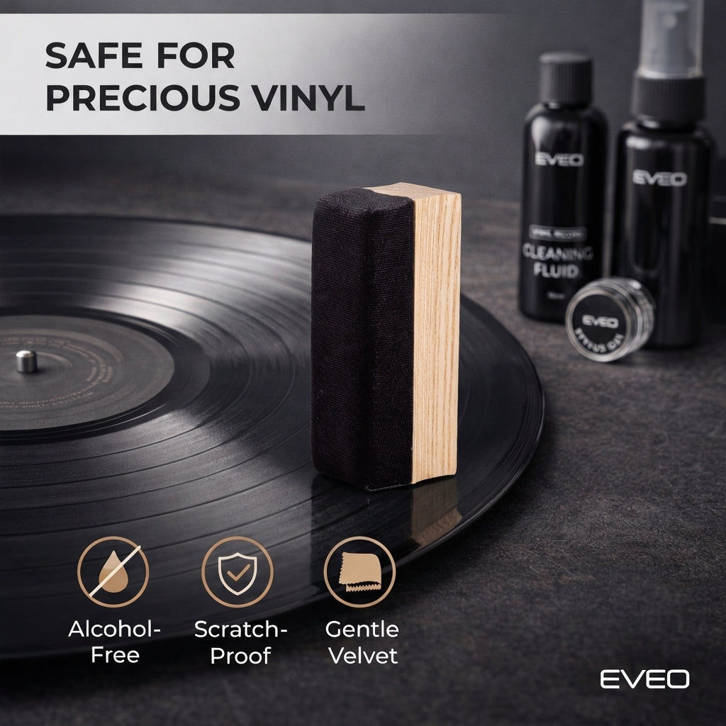 EVEO Vinyl Care Bundle - 200 Vinyl Sleeves + Vinyl 4-1 Cleaner Kit - EVEO TV