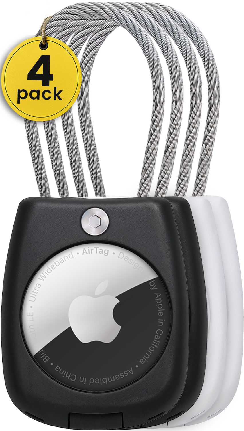 Secure Apple AirTag Holder – (4 Pack) Black - EVEO TV